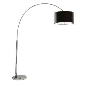 <b>Searchlight</b> <b>1013CC</b> <br>ARCS FLOOR LAMP - CHROME/BLACK SHADE SILVER LINER