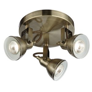 <b>Searchlight</b>&nbsp;<b>1543AB</b>&nbsp;<br>FOCUS - 3 LIGHT SPOTLIGHT DISC, ANTIQUE BRASS
