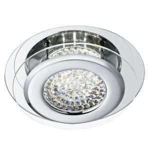 <b>Searchlight</b>&nbsp;<b>1692CC</b>&nbsp;<br>VESTA LED CEILING FLUSH, CHROME, CLEAR CRYSTAL CENTRE DECO