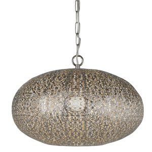 <b>Searchlight</b>&nbsp;<b>2672SS</b>&nbsp;<br>FRETWORK 1 LIGHT PENDANT, SHINY NICKEL