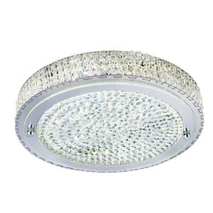 <b>Searchlight</b>&nbsp;<b>2713CC</b>&nbsp;<br>VESTA LED CEILING FLUSH (Dia 30cm), CHROME, CLEAR CRYSTAL CENTRE DECO