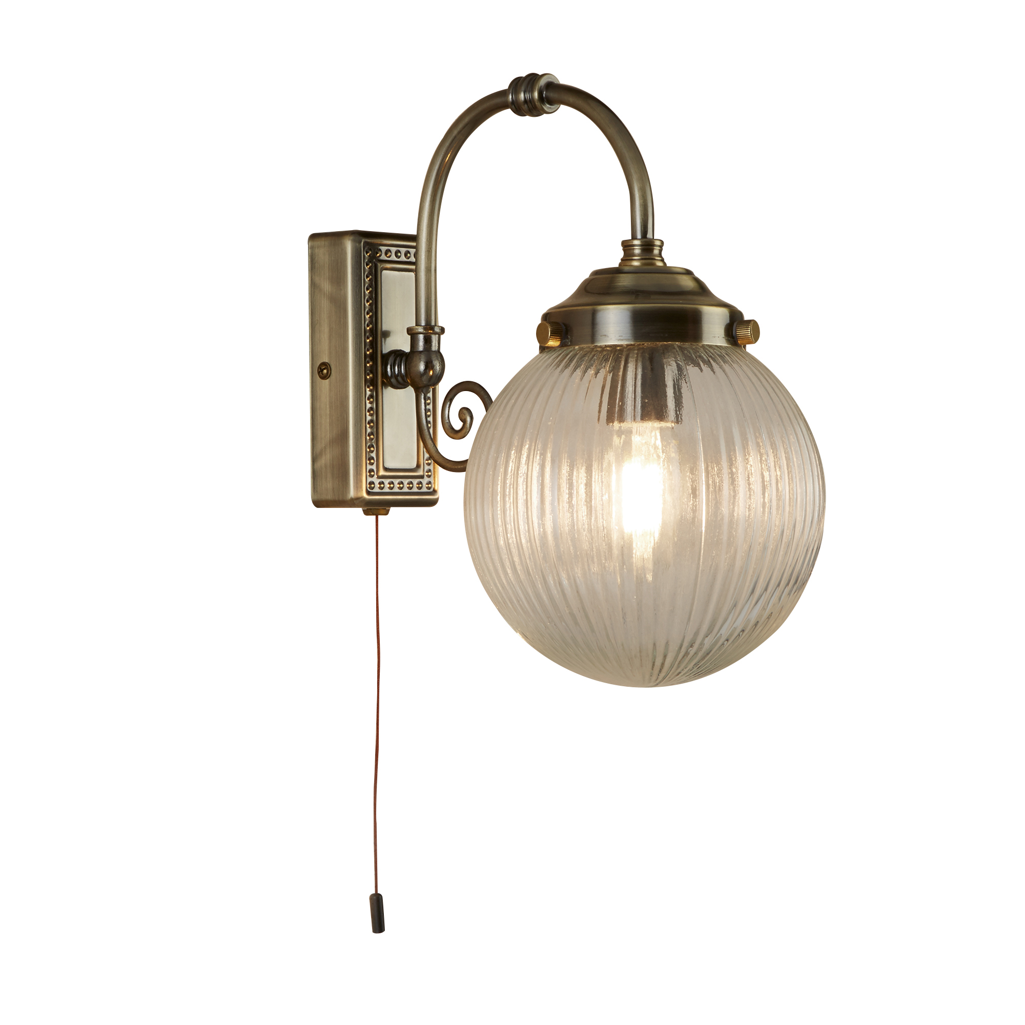 Searchlight 3259AB BELVUE 1 LIGHT BATHROOM IP44 WALL LIGHT, CLEAR GLOBE