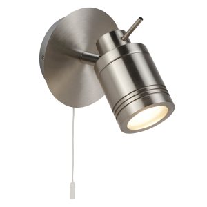<b>Searchlight</b>&nbsp;<b>6601SS</b>&nbsp;<br>SAMSON 1 LIGHT IP44 BATHROOM SPOT WALL BRACKET, SATIN SILVER