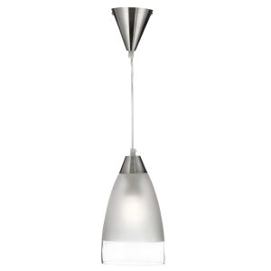 <b>Searchlight</b>&nbsp;<b>7702</b>&nbsp;<br>METAL & GLASS PENDANT - DOME CLEAR/SANDED BAND + SUSPENSION