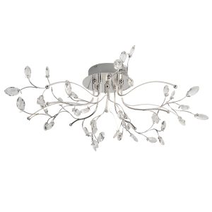 <b>Searchlight</b>&nbsp;<b>8635-5CC</b>&nbsp;<br>WILLOW 5 LIGHT LED CEILING FLUSH, CHROME, GLASS DETAIL TRIM