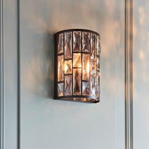 Endon 69392 Belle 1-Light Tiered Crystal Wall Sconce – Dark Bronze Finish