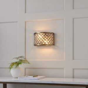 Endon 70559 Hudson 2-Light Crystal Wall Sconce – Antique Brass Finish