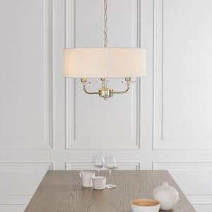 Endon 70560 Nixon 3-Light Semi-Flush Ceiling Pendant – Brass Finish