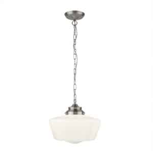<b>SEARCHLIGHT</b>&nbsp;<b>8071-1SS/b>&nbsp;<br> SCHOOL HOUSE WHITE PENDANT WITH OPAL GLASS