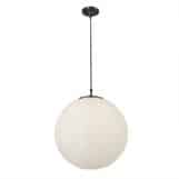 <b>SEARCHLIGHT</b>&nbsp;<b>6088</b>&nbsp;<br> ATOM SATIN SILVER PENDANT LIGHT WITHOPAL GLASS SPHERE