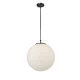 <b>SEARCHLIGHT</b>&nbsp;<b>6099</b>&nbsp;<br> ATOM SATIN SILVER PENDANT LIGHT WITHOPAL GLASS SPHERE