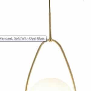 <b>SEARCHLIGHT</b>&nbsp;<b>9171-1GO</b>&nbsp;<br> AVALON 1LT BALL PENDANT, GOLD WITH OPAL GLASS