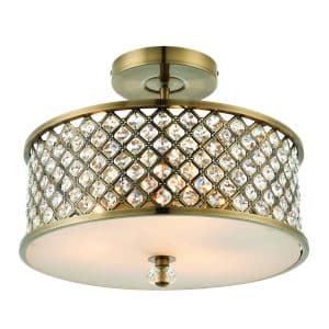 Endon 70558 Hudson 3-Light Semi-Flush Ceiling Light - Antique Brass Finish