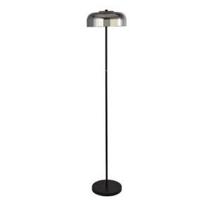 Searchlight Frisbee Floor Lamp  – Black Metal & Smoked Glass 59802-1SM