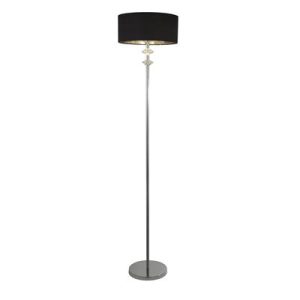 Searchlight Ontario Floor Lamp – Chrome Metal & Black Fabric Shade# 7650CC