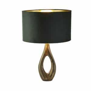 Searchlight Bucklow Table Lamp- Antique Brass Metal & Green Velvet Shade 86531GR