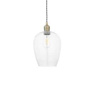 Clear glass & antique brass pendant