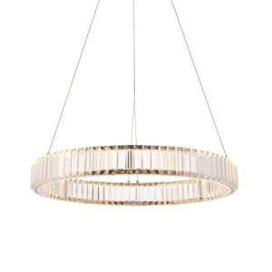 Clear crystal glass LED ring pendant