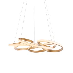 Multi spiral satin gold LED pendant
