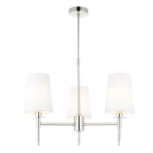 Bright nickel 3 light multi arm pendant with tapered shades