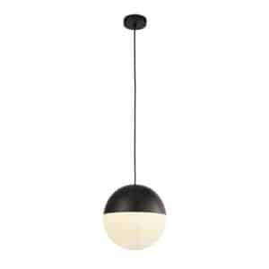 Searchlight Endor Pendant - Black Metal & Opal Glass 24181BK