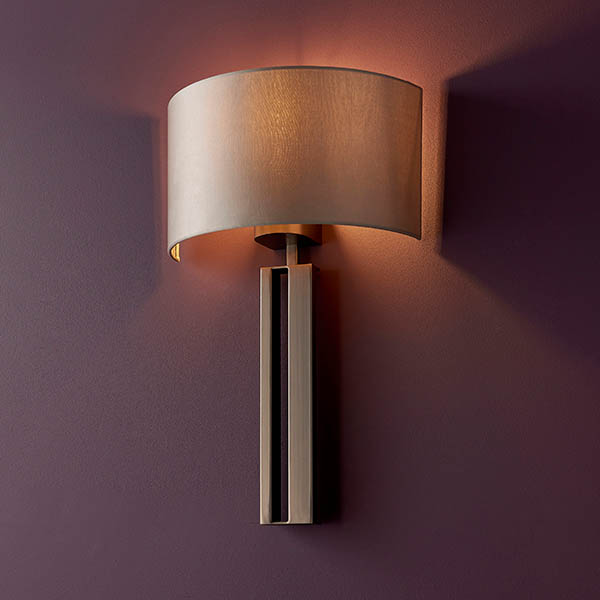 Bronze slotted wall light with mink shade 95449