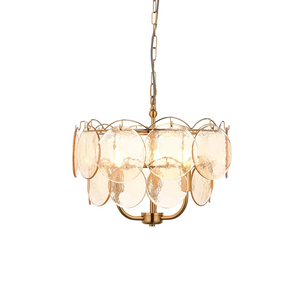 Brushed aged brass & champagne glass 3lt pendant 118602