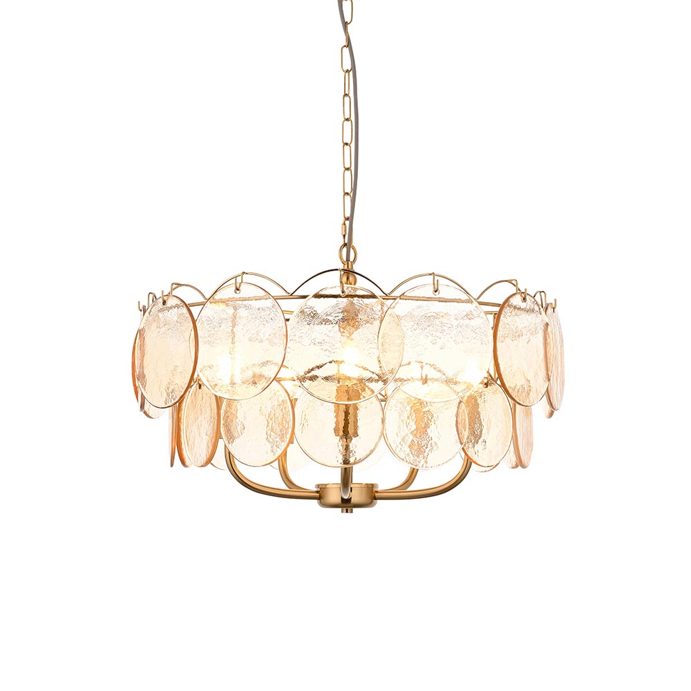 Brushed aged brass & champagne glass 5lt pendant 118603
