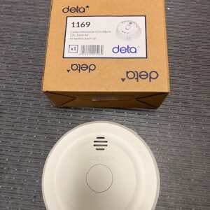 Deta 1169 mains-powered carbon monoxide (CO) alarm with a 9V replaceable battery backup
