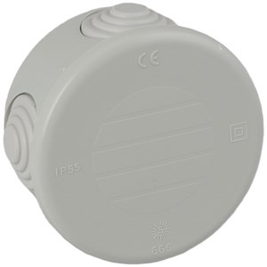 Wiska 100665 WIB 6/E Round Junction Box | IP54 Grey | 77mm x 40mm | Piercable Entries