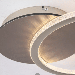 Searchlight Specs 37121CP LED Flush Ceiling Light | Champagne Metal & Crystal Rim