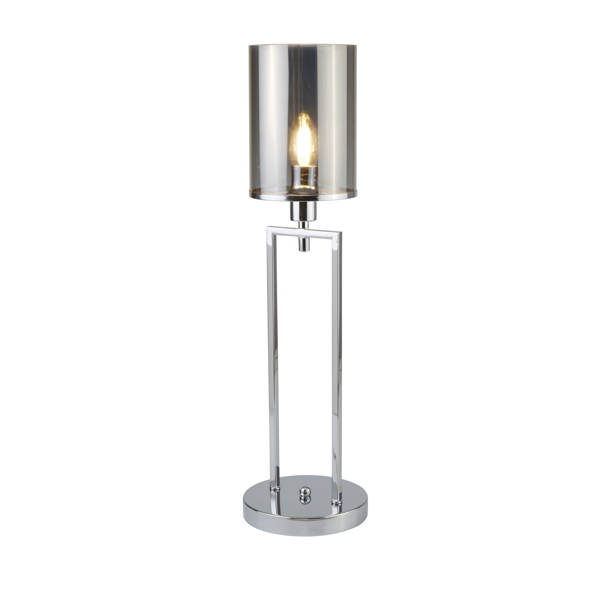 Catalina 1Lt Table Lamp – Chrome with Smoked Glass Shades 9052CC