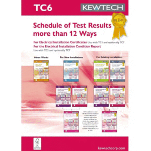 Kewtech TC6 Schedule of Test Results Book - 18th Edition Amendment 2 Compliant