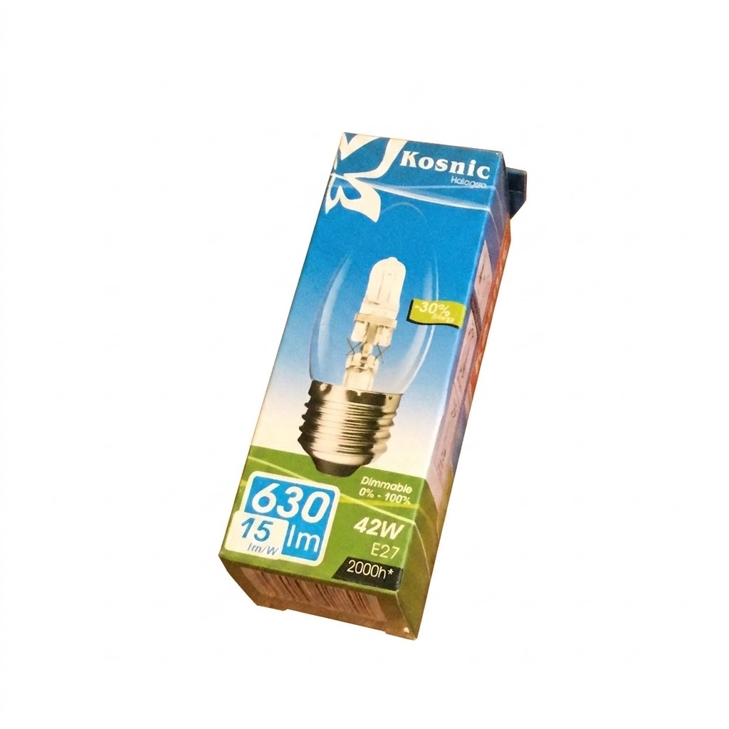 Kosnic 42W Halogen Candle Bulb KHL42CND/E27 – Clear, E27 ES