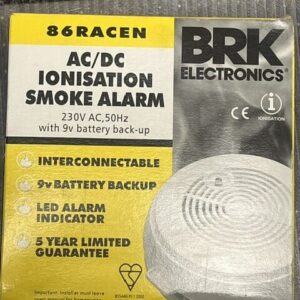BRK Electronics 86RACEN Mains 230V Ionisation Smoke Alarm with Battery Backup (New Old Stock)