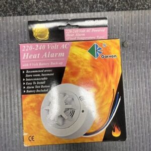 Garvan SS-1263 Mains 230V Fixed Temperature Heat Alarm with 9V Battery Backup (New Old Stock)