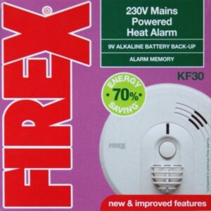 Kidde Firex KF30 Mains Heat Alarm 230V with 9V Alkaline Battery Backup