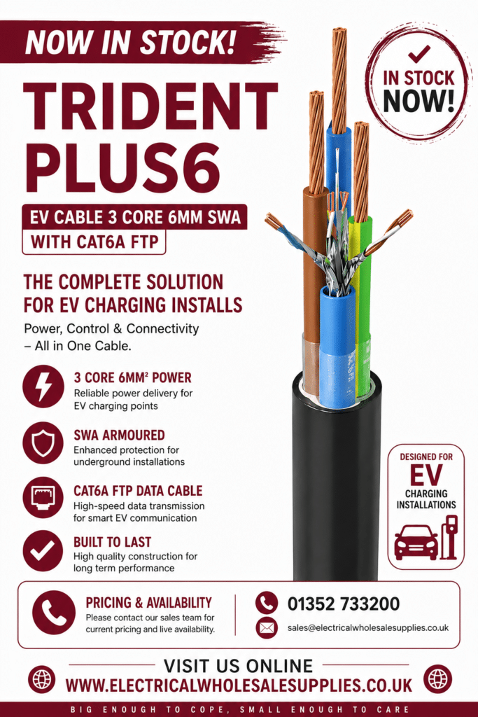 Trident Plus6 EV Cable 3 Core 6mm SWA with CAT6A FTP