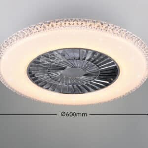 R62412106 | Harstad Crystal Rim CCT LED Ceiling Fan Light with Remote – White & Chrome